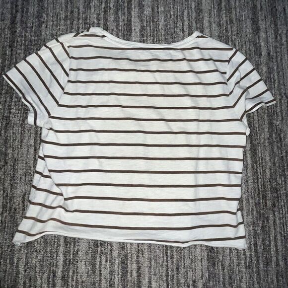 Women’s Grunge Crop‎ Top T Shirt Size Small Brown Zebra Graphic Stripe Stains - Picture 6 of 6